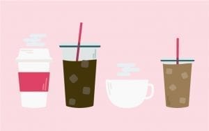 A variety of different coffee drinks