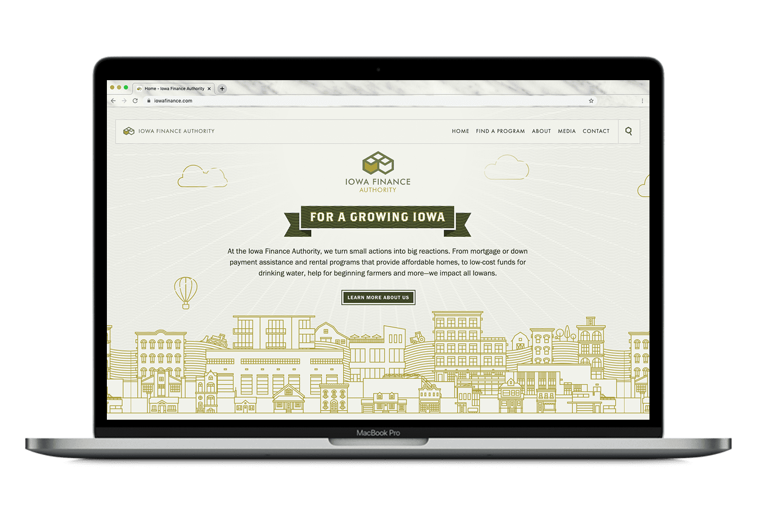 A laptop displays the Iowa Finance Authority website