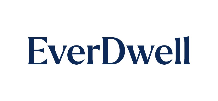 The words "EverDwell" are spelled out in a high contrast font in Navy.